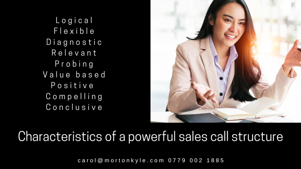 Sales Call Structure - there are basic characteristics of a sales call that must be met for both the prospect and the seller to see is as time well invested