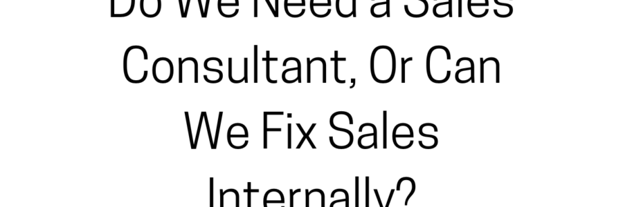 Do We Need to Hire a Sales Consultant, Or Can We Fix Sales Internally?